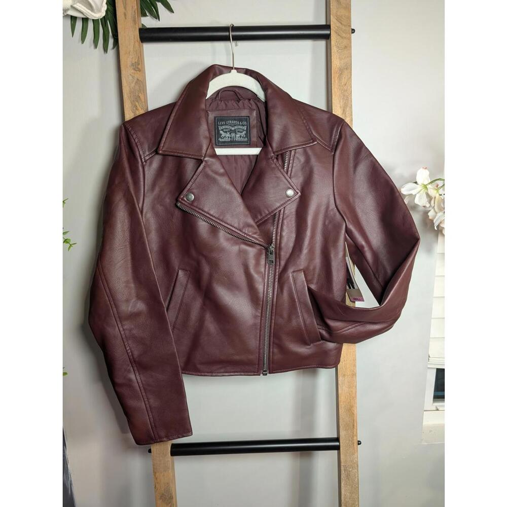 Levi's Women's Fig Color Faux Leather Moto Jacket Small NWT